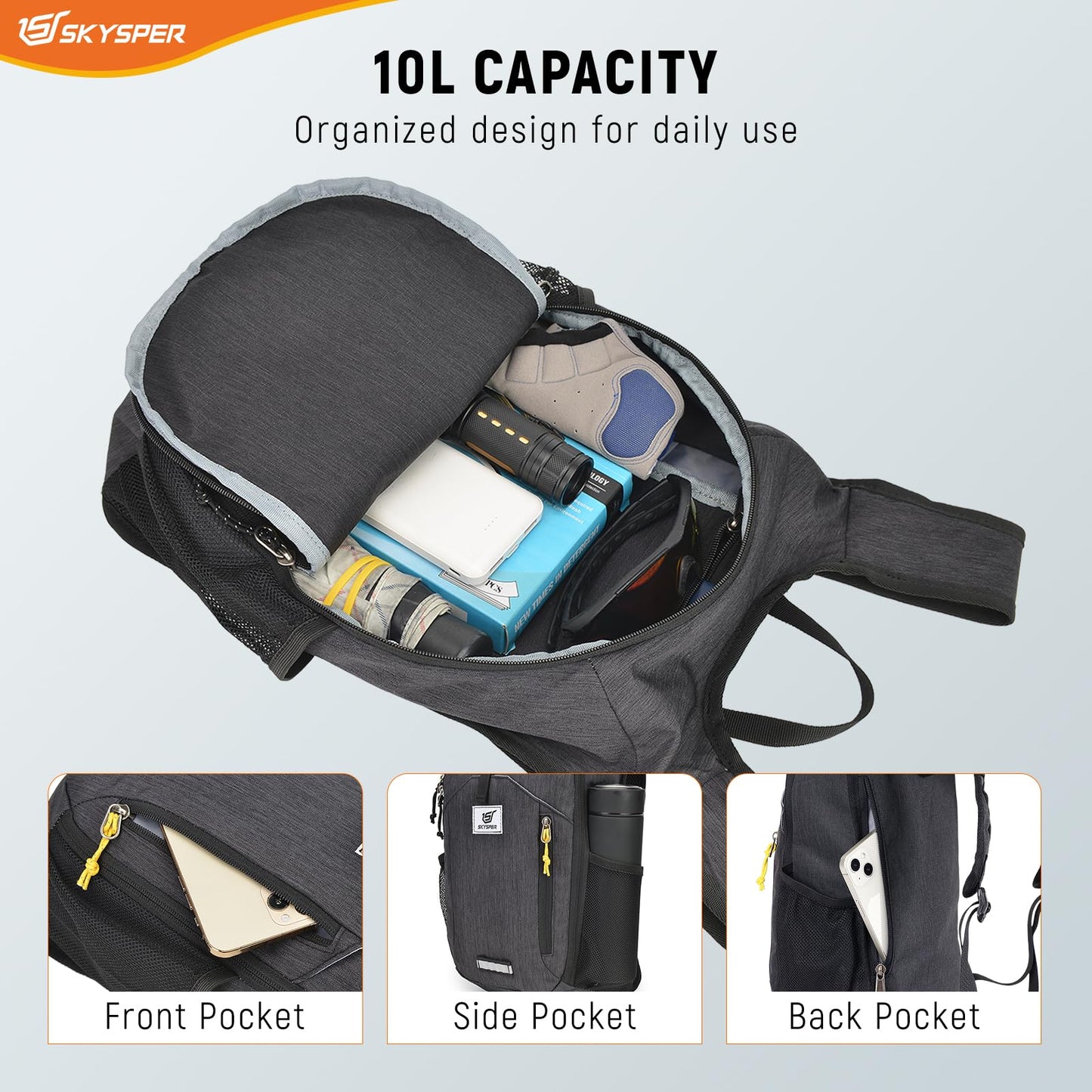 SKYSPER Small Hiking Backpack 10L Foldable Daypack Packable Lightweight Hiking Daypack Travel Day Pack for Women Men