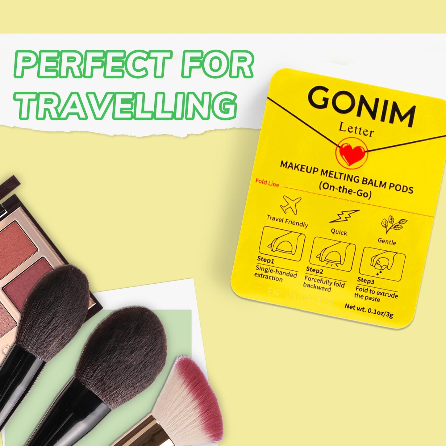 GONIM Cleansing Balm Makeup Remover, Hydrating Facial Cleanser for On-the-Go, Makeup Remover Melting Balm, Travel Size Mini Makeup Cleansing Oil, Travel Essentials for Women, Soothing 3gx15pcs