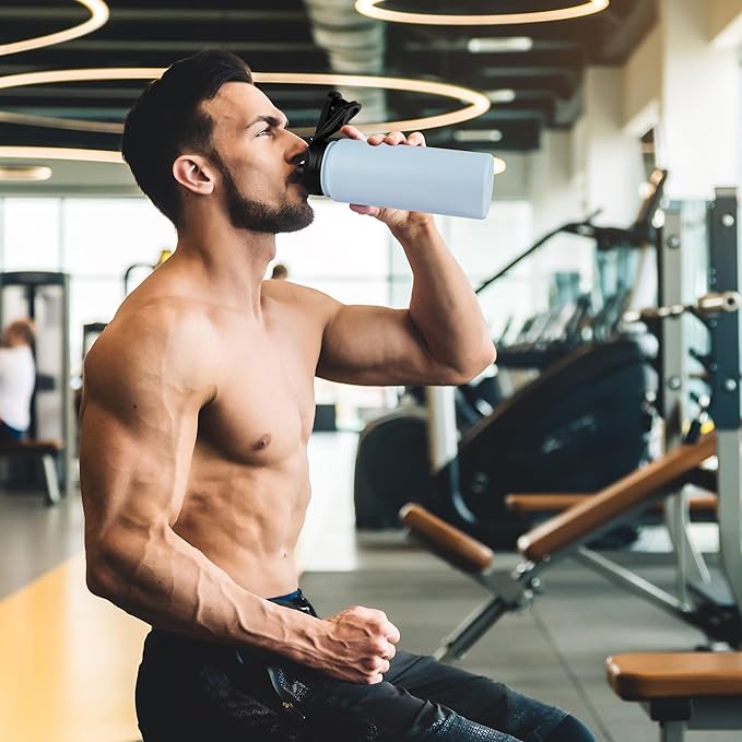 16 oz Insulated Water Bottle with Straw Lids, Stainless Steel Kids Water Bottles for School, Double Wall Vacuum Metal Water Bottle with Straw & Wide Mouth Lid, Light Blue 4 Pack