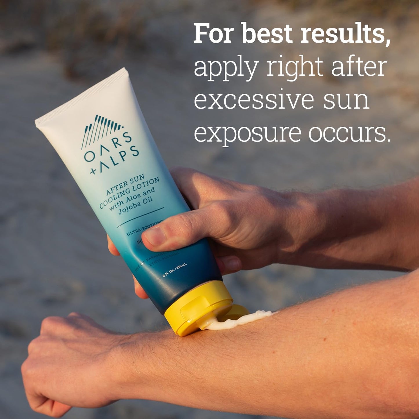 Oars + Alps After Sun Cooling Lotion, Includes Aloe Vera and Cucumber Extract for Sunburn Relief, Fresh Cut Aloe Scent, 8 Fl Oz