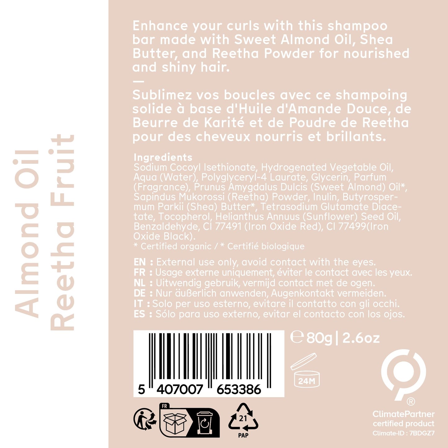 Arista Ayurveda Shampoo Bar with Curly Hair Sweet Almond Oil, Reetha Fruit Powder & Shea Butter, Moisturizing for Curly Hair, Travel size