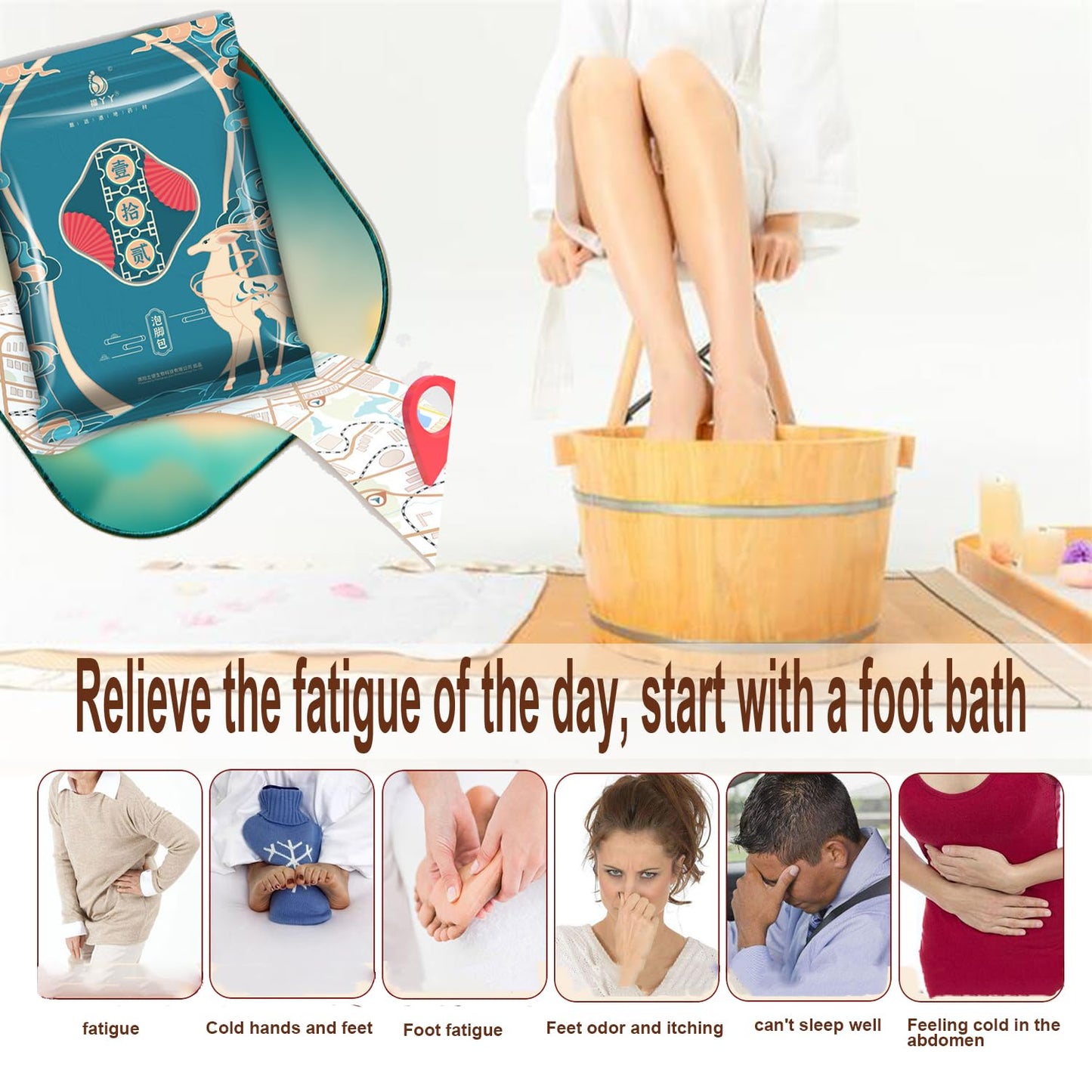 30 Bags Herbal Foot Soak Bag Set,31.74oz Herbal Foot Bath Spa Powder Kits Foot Reflexology Relax ,Mugwort,Ginger & Safflower 900g