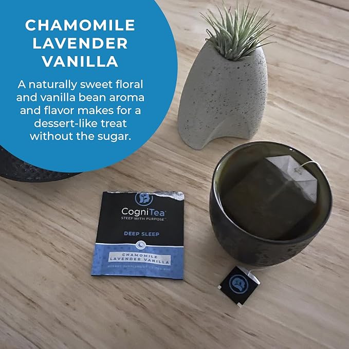 CogniTea Deep Sleep Tea with Melatonin, L-Theanine, Valerian, Chamomile, Lemon Balm and Passionflower for Night Time Rest