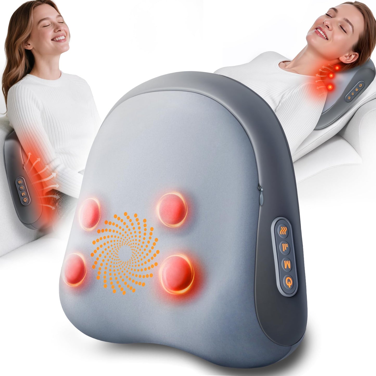JZBRAIN Shiatsu Back and Neck Massager with Heat – Deep Kneading Massage Pillow for Relaxation – Corded Design for Full Body Use - for Loved Ones