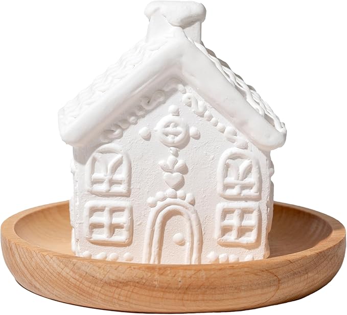 Plant Therapy Gingerbread House Holiday Passive Diffuser, Porous, Unglazed Gingerbread House & Natural Beech Wood Base, Add Essential Oils for a Soft Scent, Fun & Cheerful Holiday Décor