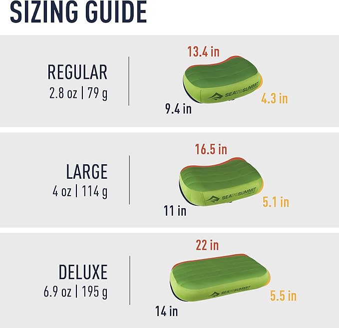 Sea to Summit Aeros Premium Inflatable Travel Pillow, Regular (13.4 x 9.4), Lime