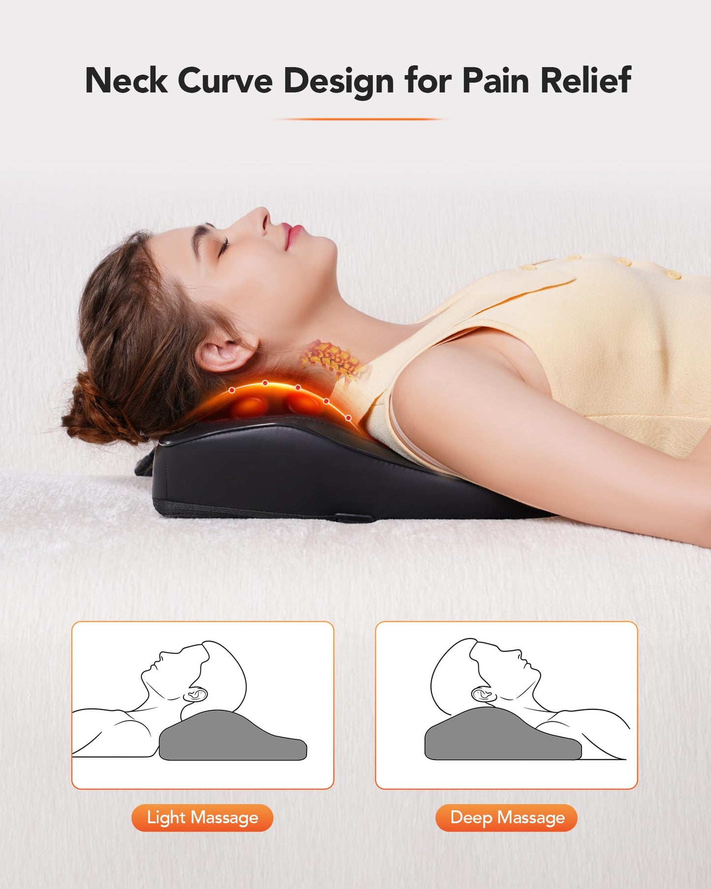 COPYJOY Back Massager with Heat, Neck Massager for Pain Relief Deep Tissue 3D Shiatsu Kneading Electric Massage Pillow for Whole Body Relaxation, Home, Car, Office Use, for Mom, Dad, Women, Men