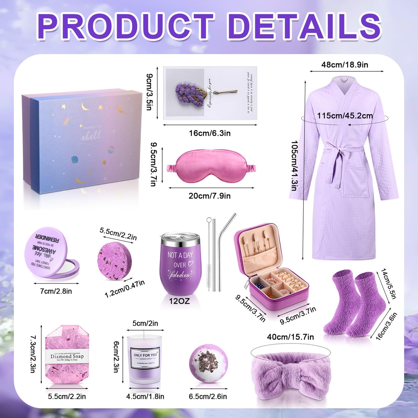 Nuogo 13 Pcs Birthday Gifts for Women Mothers Day Gifts Spa Basket Set for Women Mirrors Socks Steamers Jewelry Case Bath Robe Mom nurse Girlfriend Wife