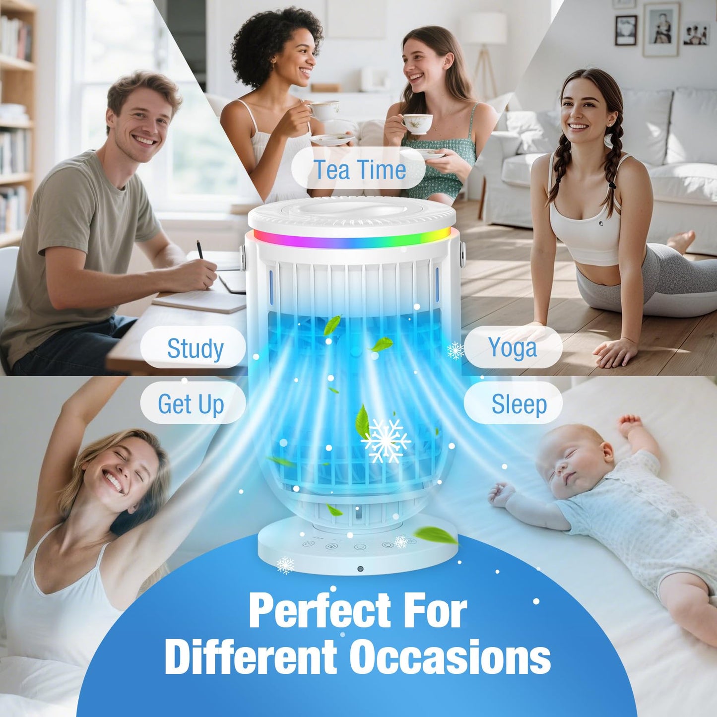 AC Portable for Room Office,AI Portable Air Conditioners Fan with 120° Rotating Function,JYew Evaporative Mini Room Air Conditioners,Portable AC Unit Air Cooler with 4 in 1 Humidifier Fan Conditioner