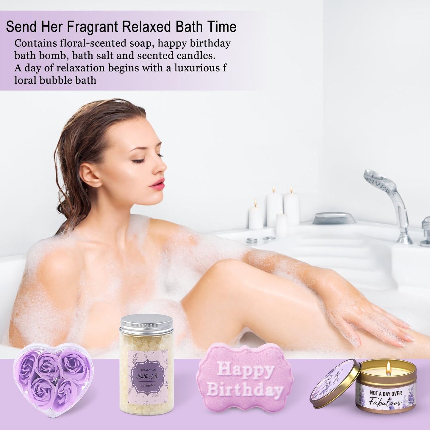 Birthday Gifts for Women Friendship Unique, Happy Birthday Gifts Basket for Women Mom Sister Best Friend Her Wife Girlfriend Daughter Aunt Coworker Boss, Bath Sets Spa Gift Baskets