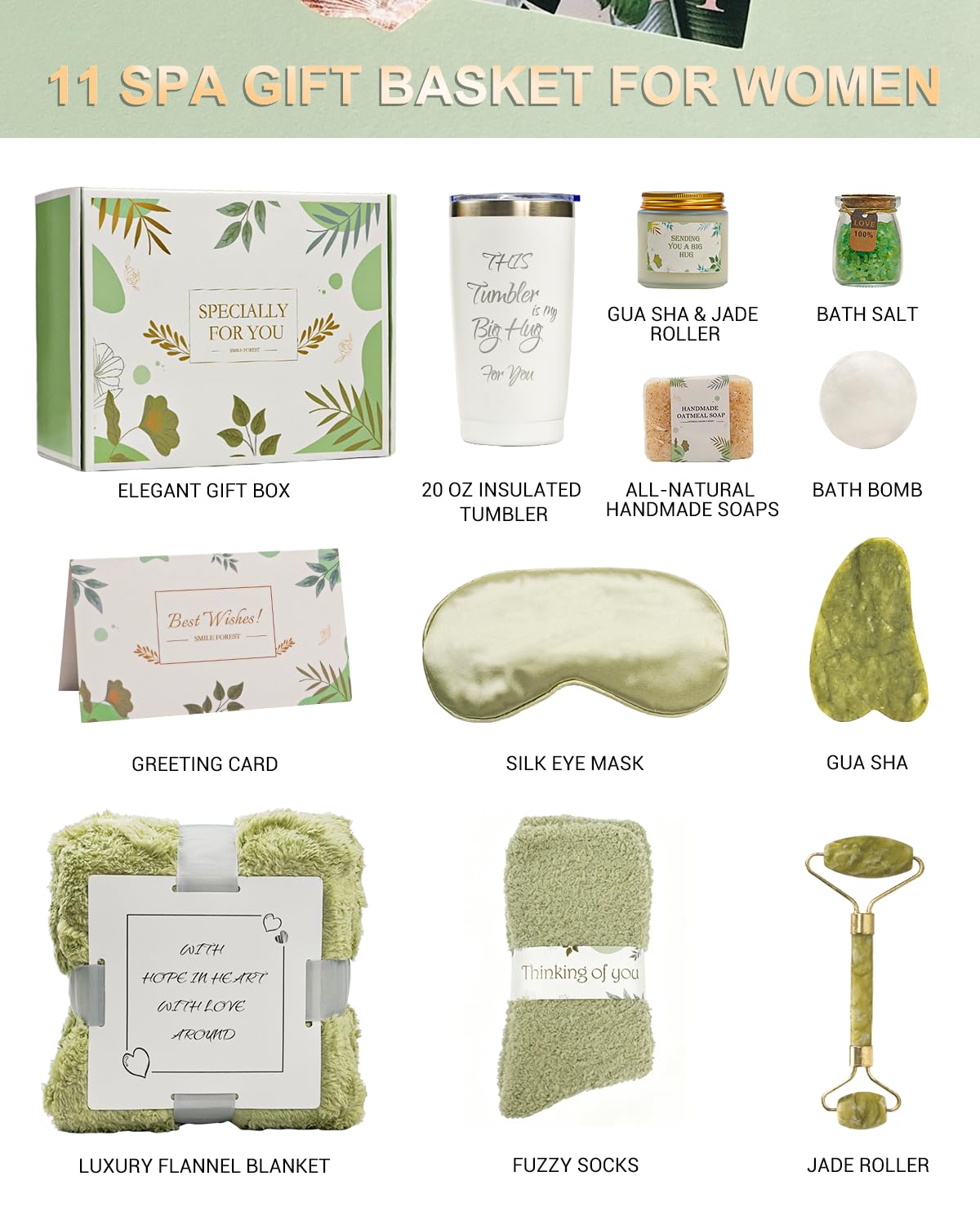 Self Care Gifts for Women – Spa Gift Basket with Blanket, Birthday Gifts, Get Well Soon Gifts, Relaxation Care Package for Mom, Wife, Sister, Friend