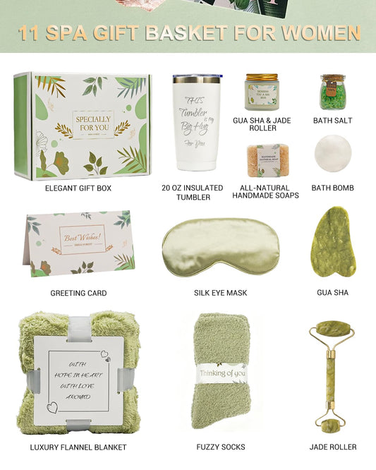Self Care Gifts for Women – Spa Gift Basket with Blanket, Birthday Gifts, Get Well Soon Gifts, Relaxation Care Package for Mom, Wife, Sister, Friend