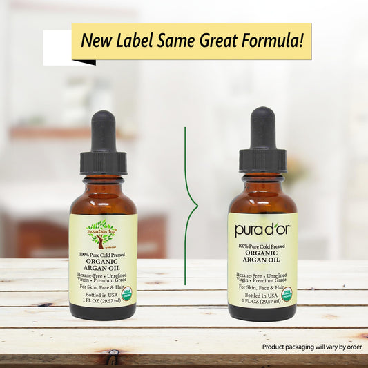 PURA D'OR MOUNTAIN TOP Orangic Argan Oil, 1 oz (Packaging may vary)