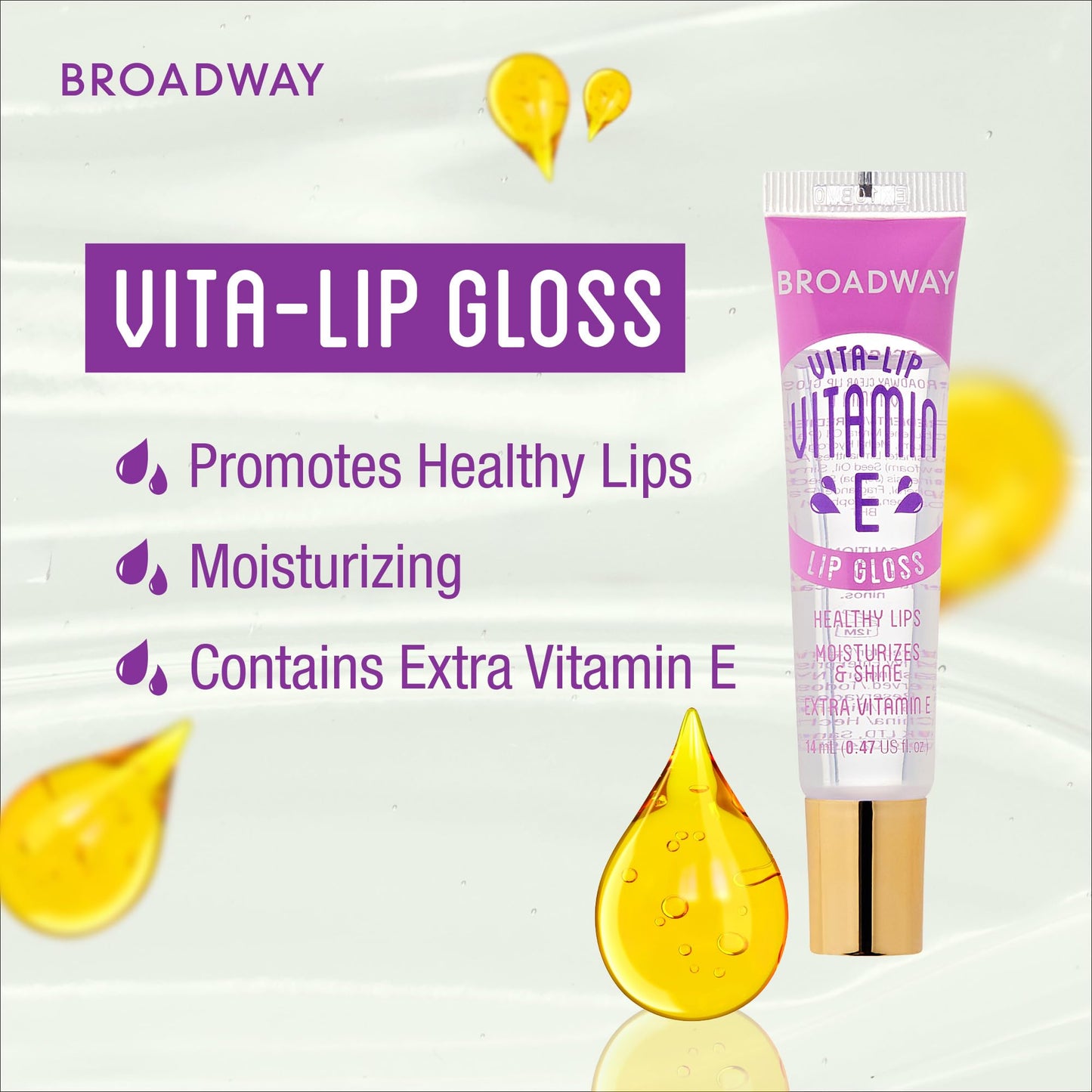 Ruby Kisses Broadway Vita-Lip Clear Lip Gloss (48 Pack), Ultra-Hydrating & Soothing Formula with Vitamins, High-Shine Non-Sticky Finish Lip Balm with Mint, Rosehip, Coconut, Mango, Argan, Honey, Shea
