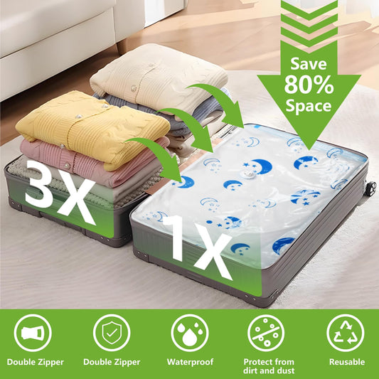 Vacuum Storage Bags with Electric Pump, 8-Pack Large Vacuum Seal Bags for Clothing Vacuum Bags for Travel Packing and Home Bedding Blankets Organization