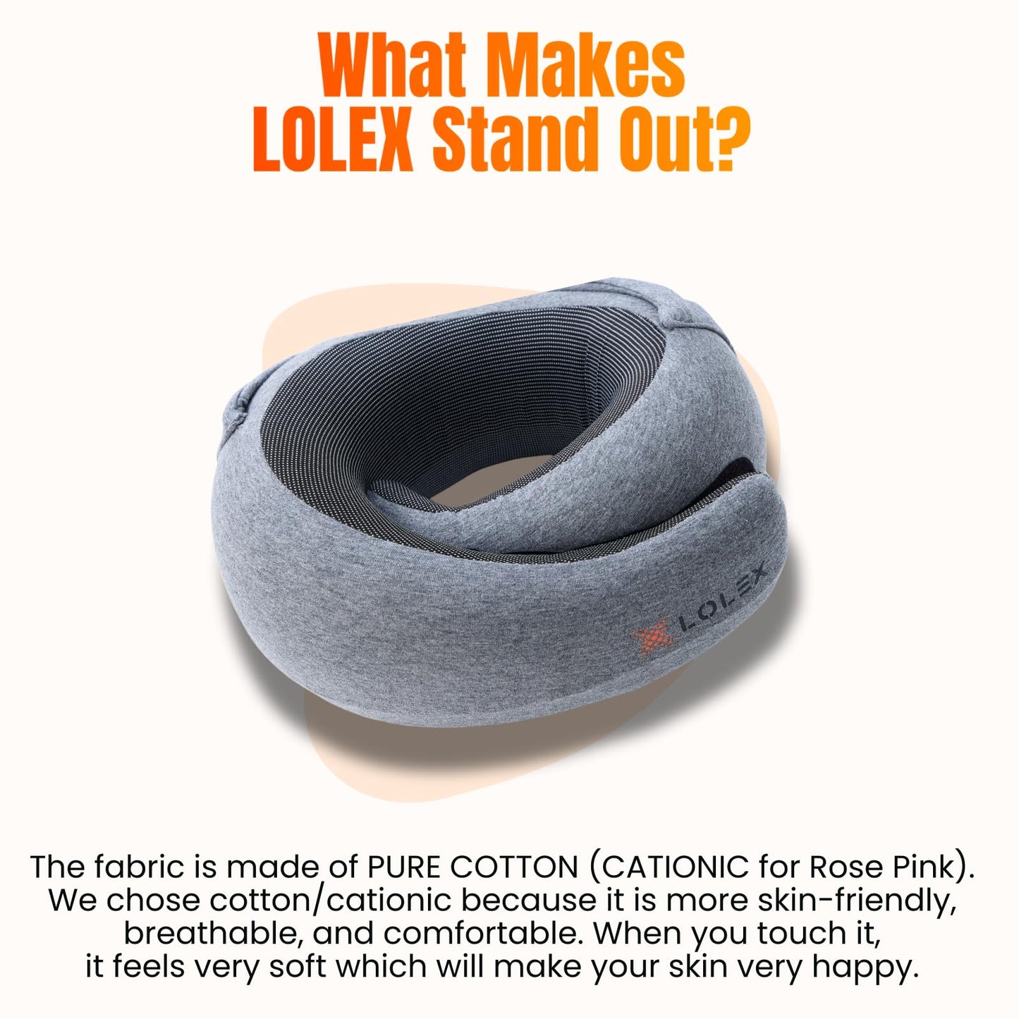 LOLEX™ Hooded Pro Travel Pillow - Memory Foam Neck Support Pillow for Airplane, Flight - Super-Soft Pure Cotton Fabric, Maximum Privacy & Light-Block Design, Lightweight Full Travel Kit - Dark Grey