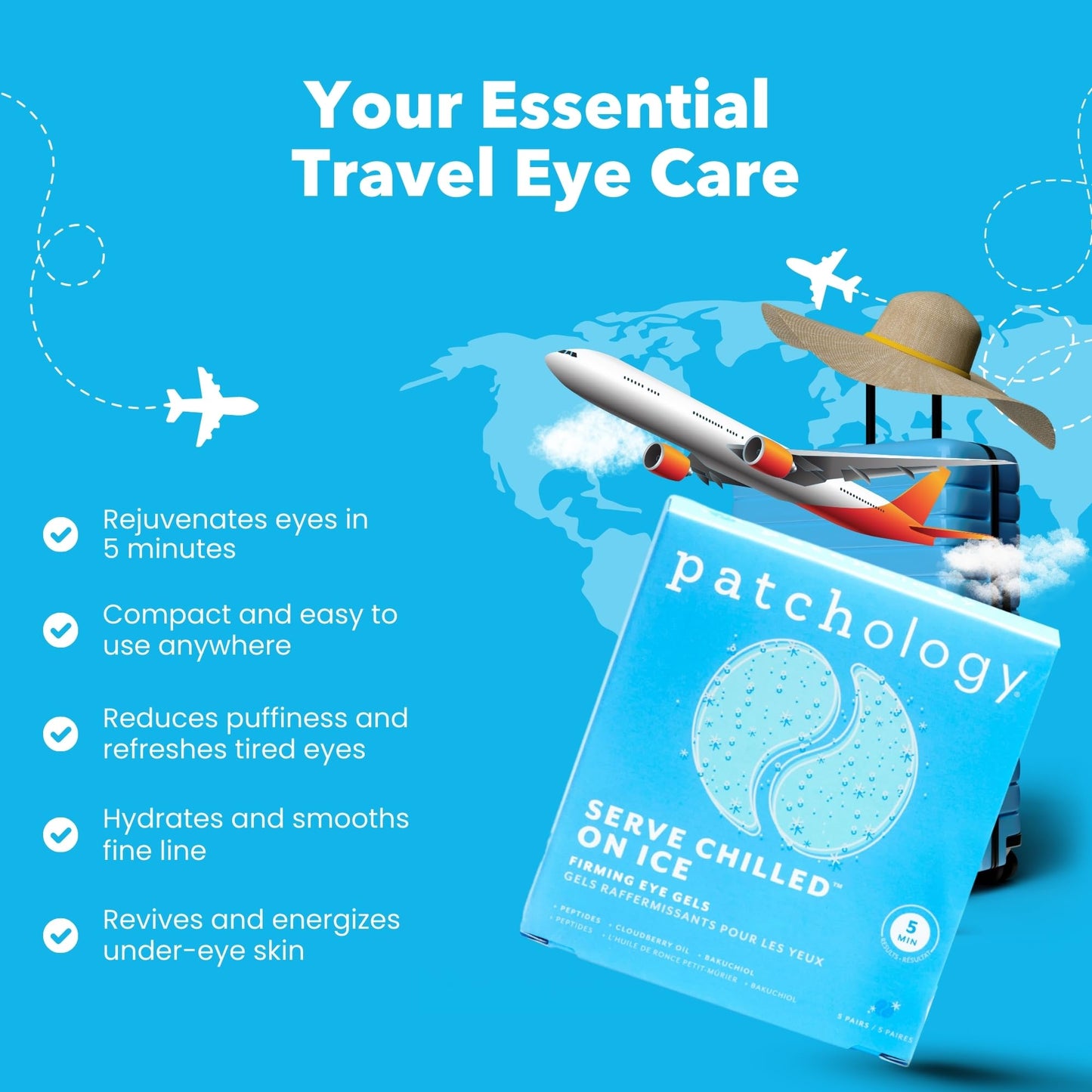 Patchology Iced Cooling Under Eye Mask Patches with Peptides, Cloudberry Oil and Bakuchiol. Cool eye gels to firm skin and soothe, reduce fine lines and under eye bags 5 Pair