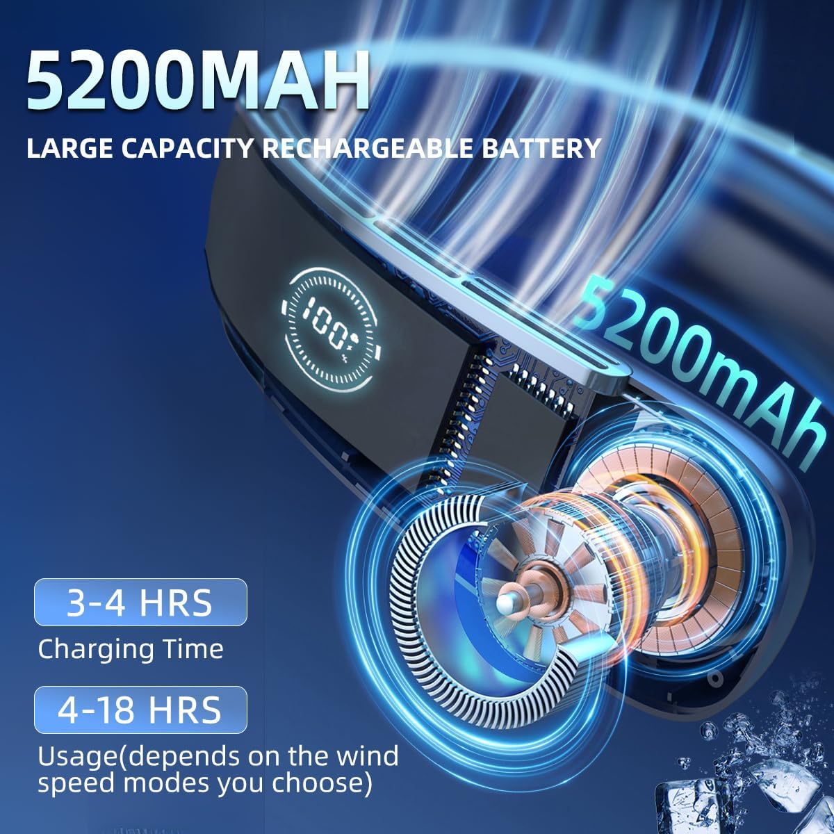 Portable Neck Fan Personal Air Conditioner 5200mah Bladeless Cooling Neck Fan Portable Rechargeable That Blow Cold Air Neck Cooler Wearable Fan Around Your Neck For Men Women Travel Essentials Gift