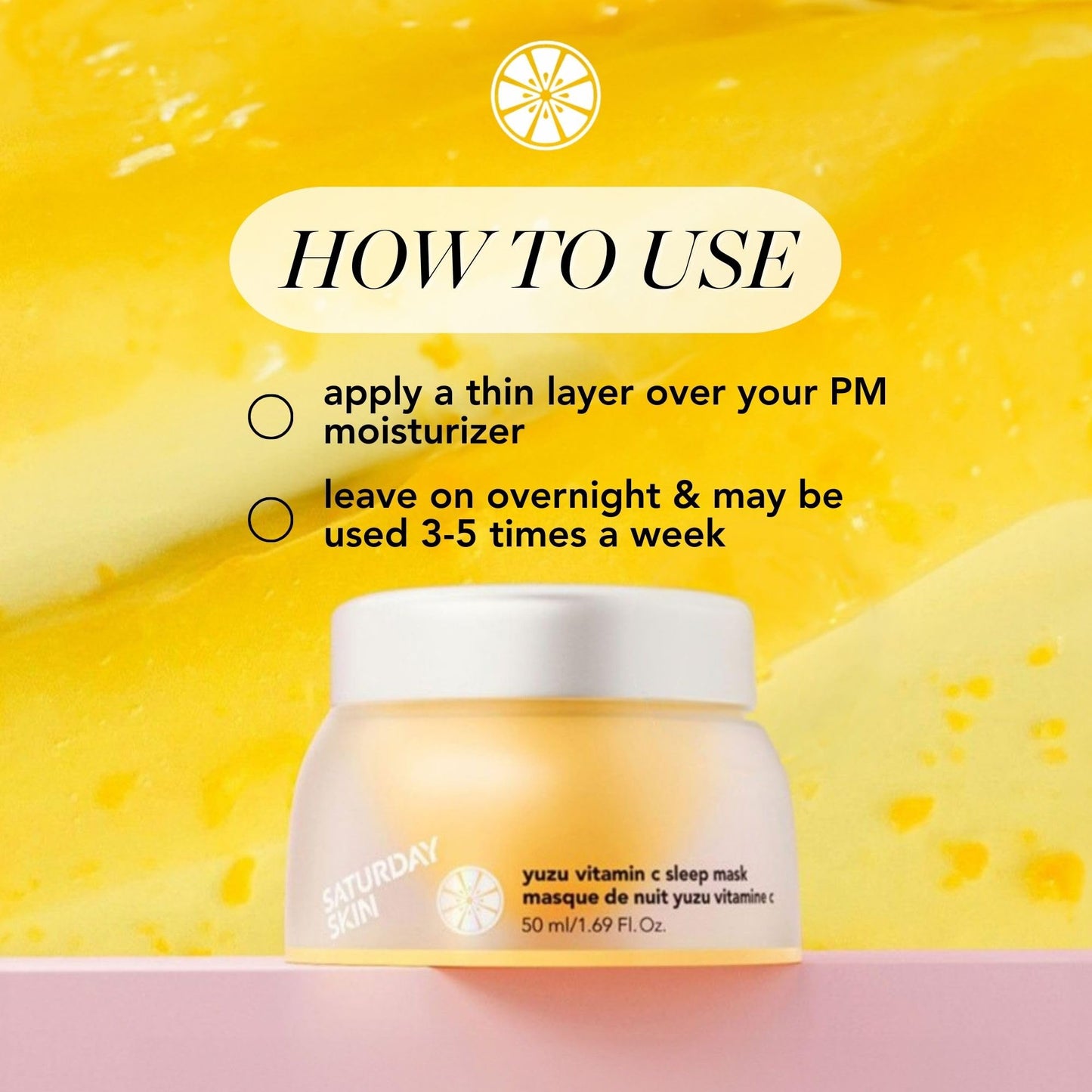 Saturday Skin Yuzu Vitamin C Sleep Mask Regenerist Retinol Ultra Rich Face Moisturizer Cream Smooth Skin and Reduce Wrinkles Ideal for All Skin Types