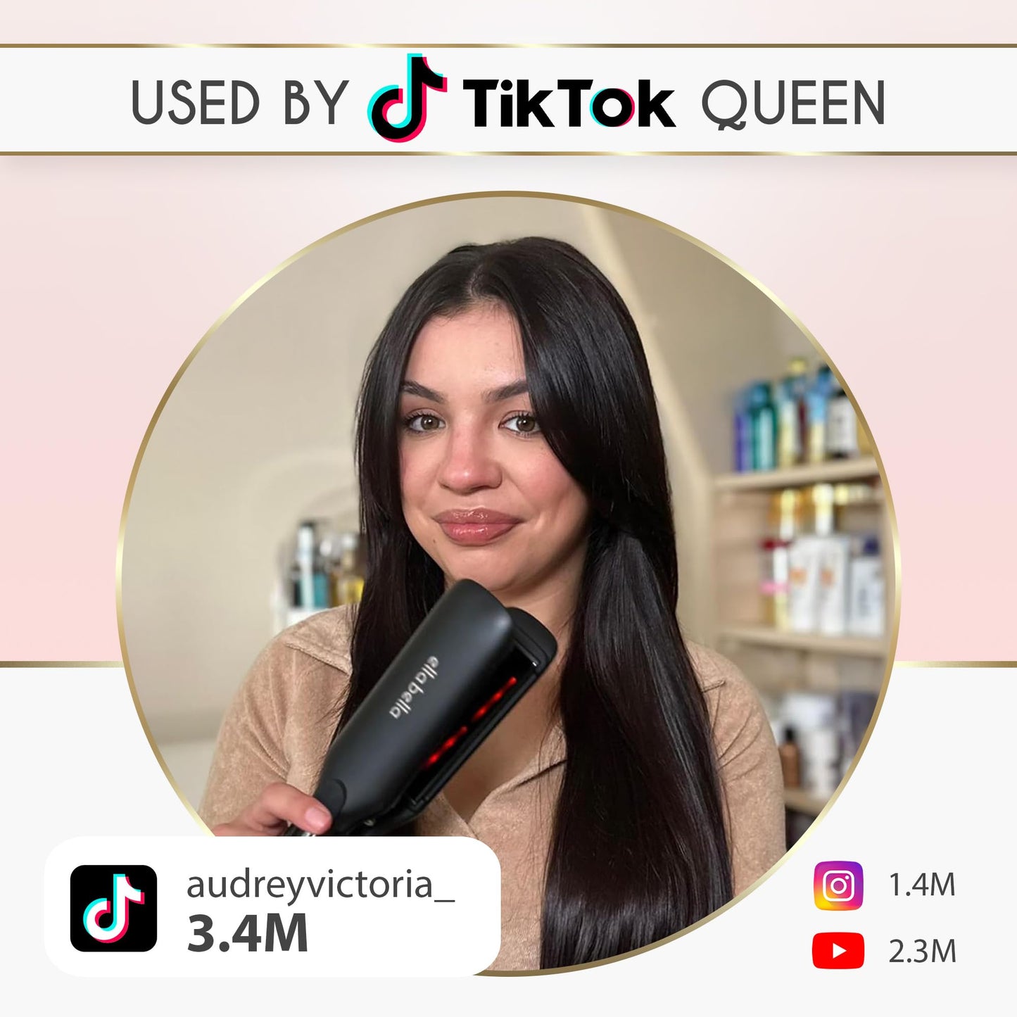 ELLA BELLA® Titanium Flat Iron Hair Straightener (with Infrared) • Professional Straightening Iron • Digital Display to Accurately Control Temperature • As Featured in Good Housekeeping