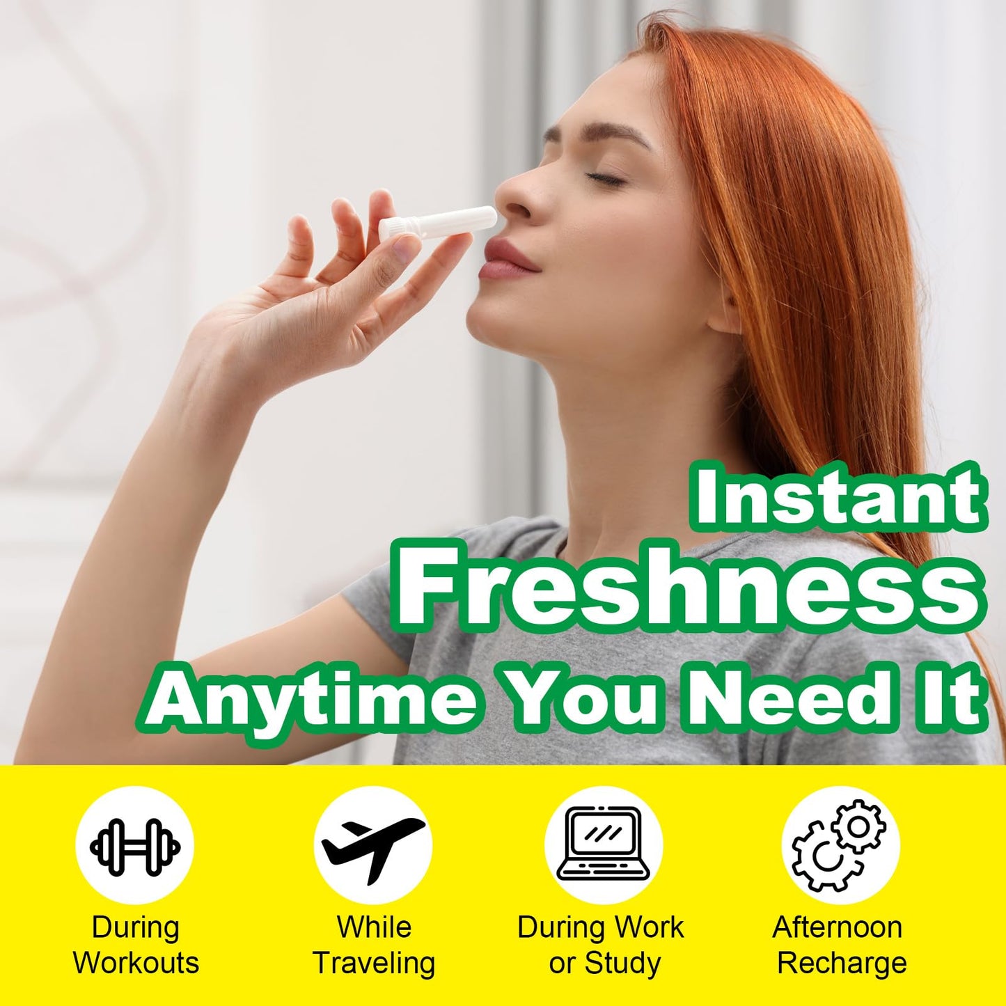 HUALIJIA Nasal Sticks (8 Pack), Nose Inhaler Stick with Essential Oils + Menthol (Mint, Wintermint, Tropical, Lavender) - Enhance Focus & Breathe Better, Provides Fresh Cooling Sensation