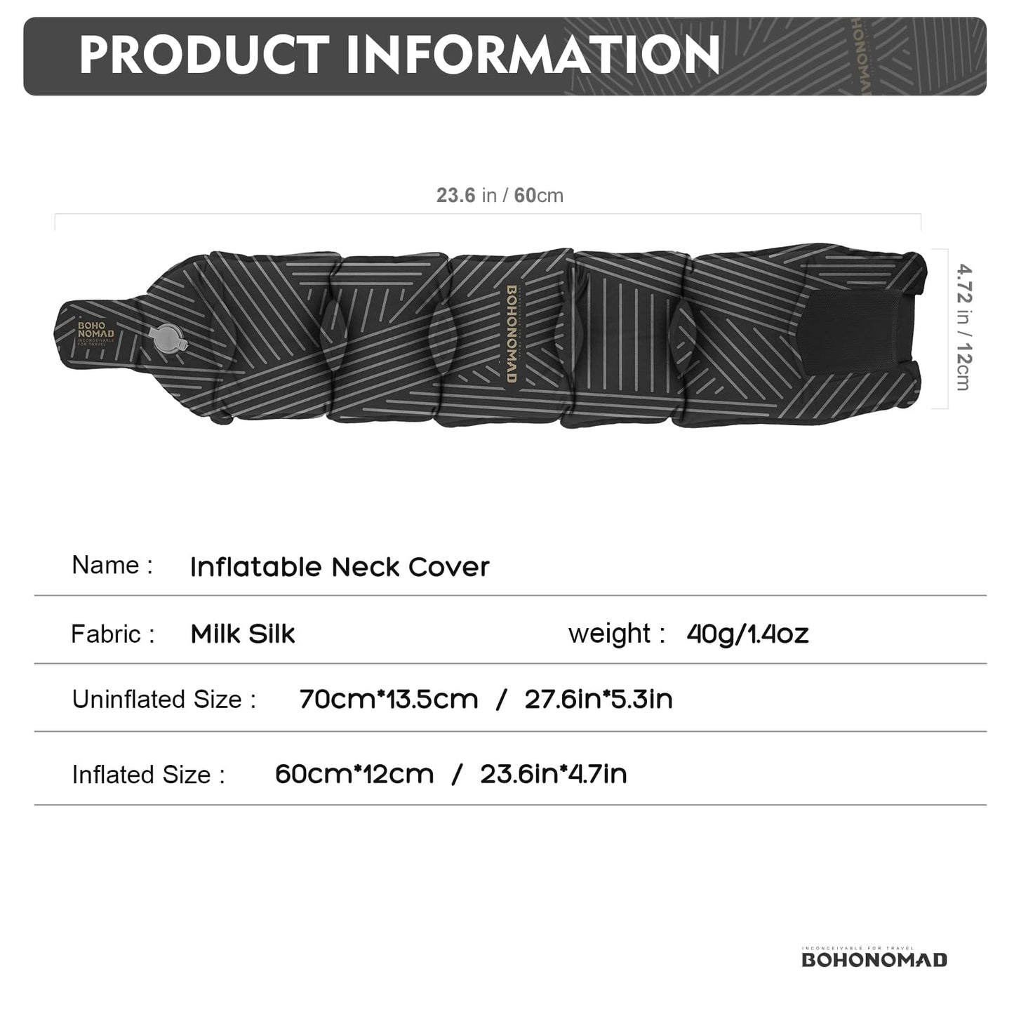 Arbergarden Inflatable Neck Pillow for Travel – Adjustable Blow Up Pillow for Airplane, Car, Train, Office, and Home – Compact, Lightweight, Ergonomic Neck Support Pillow for Sleeping Anywhere(Black)