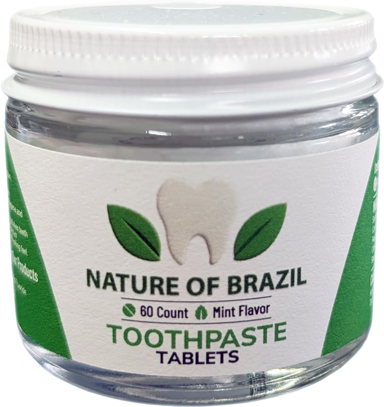 Nature of Brazil Toothpaste Tablets – Mint Flavor – 60 Count – Fluoride-Free, SLS-Free, Natural Whitening, Travel-Friendly – Made in USA