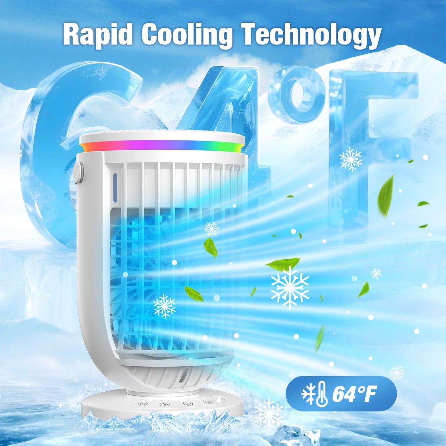 AC Portable for Room Office,AI Portable Air Conditioners Fan with 120° Rotating Function,JYew Evaporative Mini Room Air Conditioners,Portable AC Unit Air Cooler with 4 in 1 Humidifier Fan Conditioner