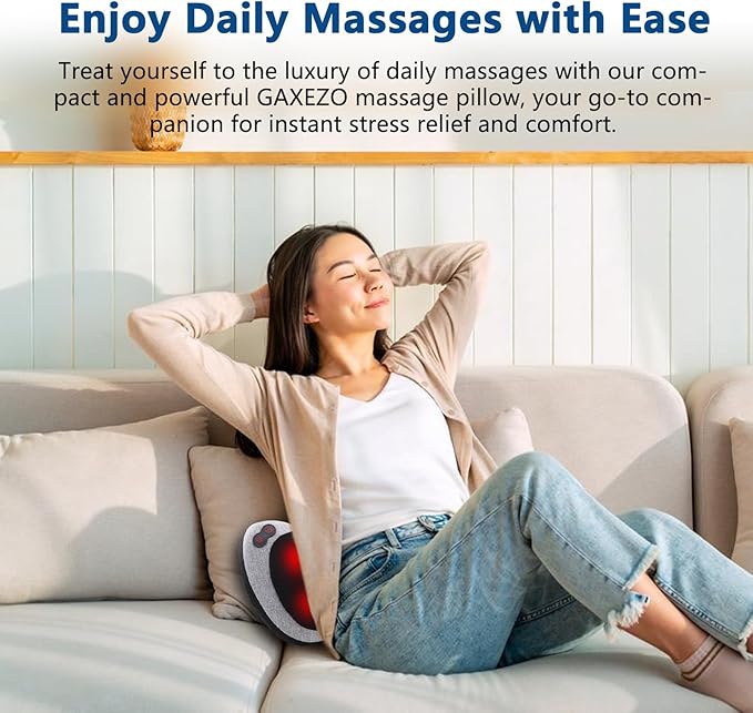 Massage Pillow, Neck and Back Massager with Heat, Shiatsu Massage Pillow for for Back, Shoulder, Leg, Foot, Gift for Men Women Mom Dad, Stress Relax at Home Office and Car