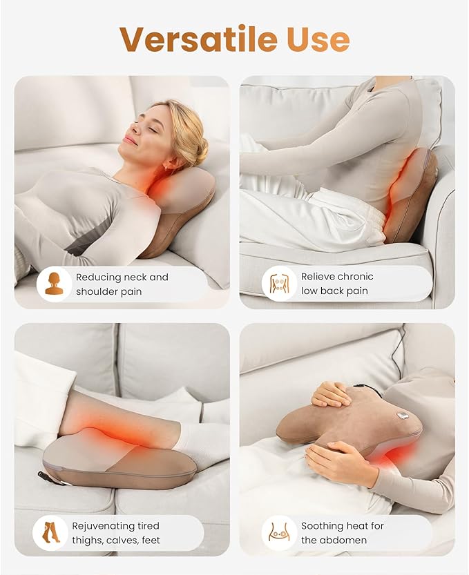 BOB AND BRAD Back Massager with Heat FSA Eligible, EZBack Corded Neck Massager for Pain Relief Deep Tissue, Shiatsu Back Shoulder and Neck Massage Pillow, Full Body Use, Ideal Gifts for Women Men