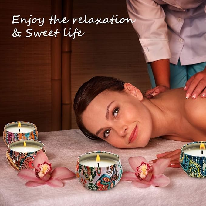 Scented Candles Gift Set, Natural Soy Wax Portable Travel Tin with Strongly Fragrance Essential Oils for Stress Relief and Aromatherapy - 16 Pack
