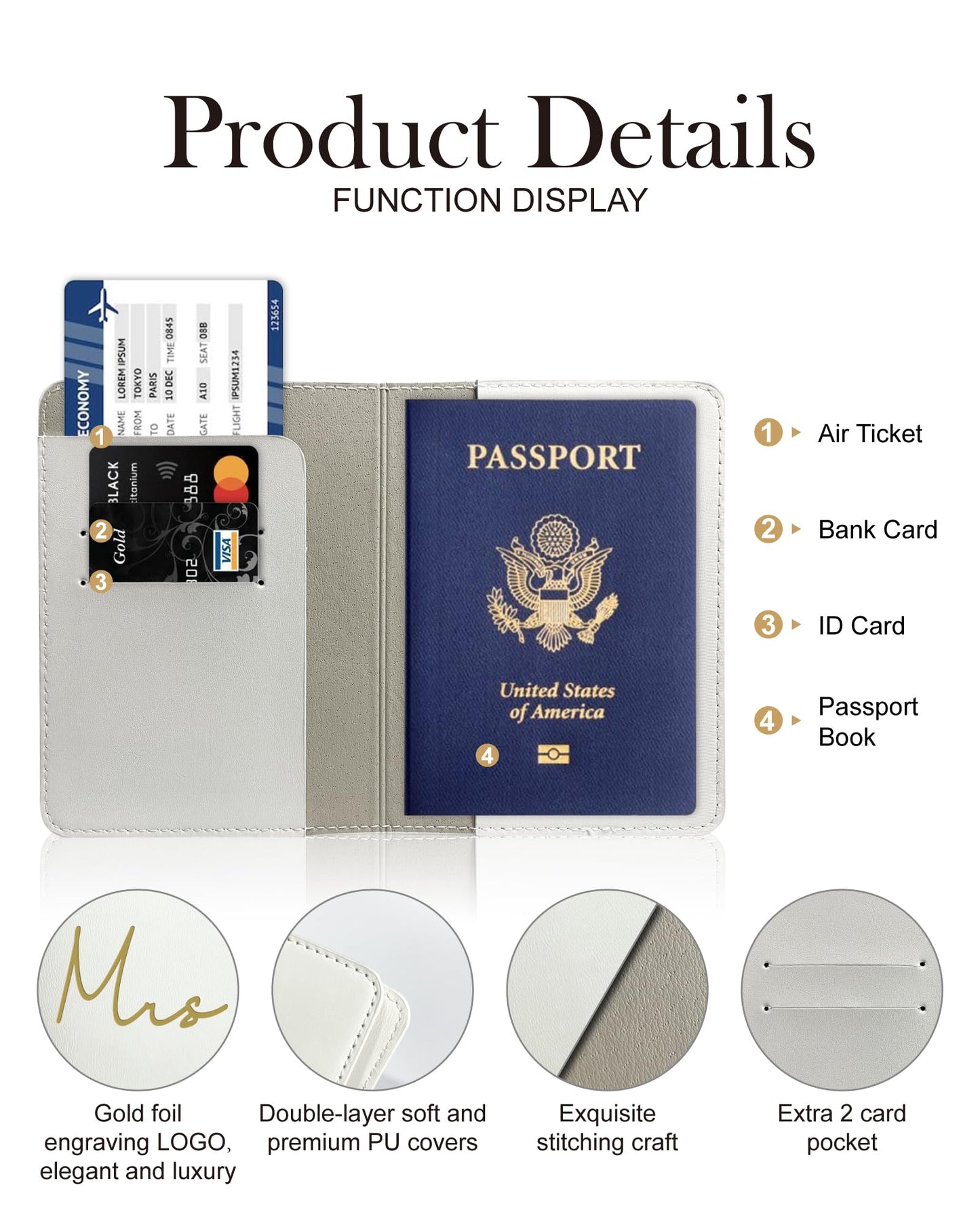 HubbyWifeyGifts Mr and Mrs Passport Holder Set,PU Leather Passport Cover with Gold Foil Logo, Honeymoon Essentials for Travel, Engagement Gifts for Couples