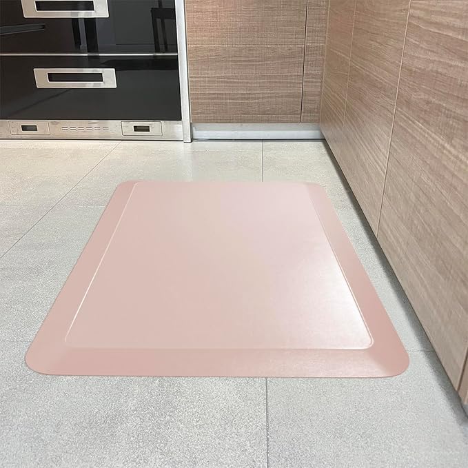 1" Extra Thick Anti Fatigue Floor Mat 60" L x 17" W,Kitchen Mat, Standing Desk Mat,140D Advanced PU Foam Ergonomic Comfort at Home, Office, Garage, Sink (Light Pink)