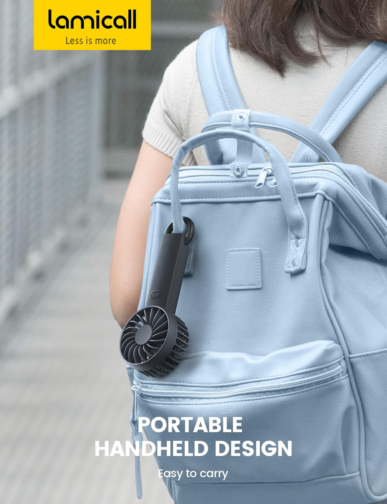 Lamicall Mini Portable Fan, 3 Speed Handheld Fan, Rechargeable Battery Personal Fan Makeup Eyelash Dryer Small Desk Fan for Travel Office Outdoor Women Men Cute Design-Black