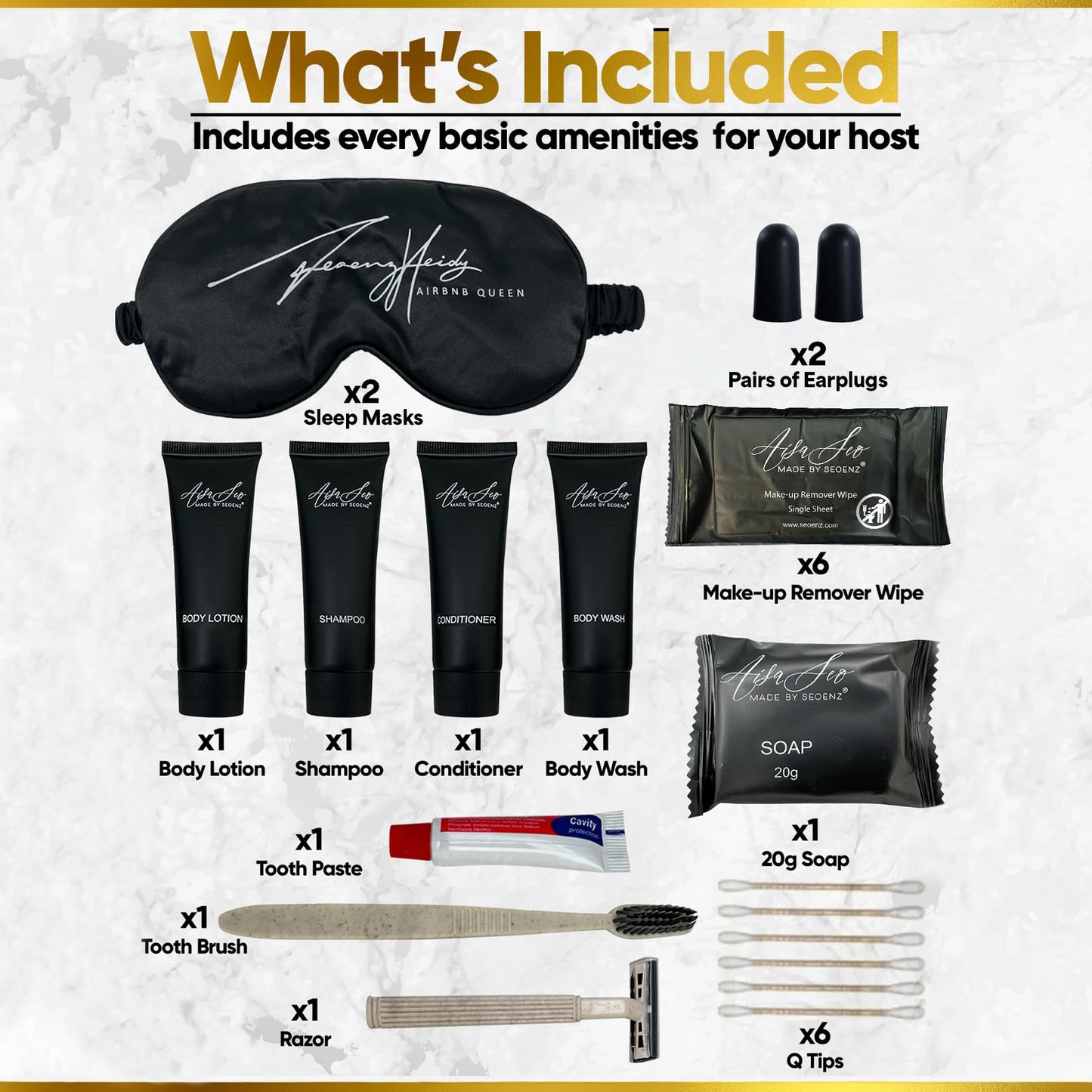 24 Piece Toiletry Kit for Hotels & Airbnb | 1oz Shampoo, Conditioner, Body Wash, Body Lotion, Bar Soap, Shower Cap, Razor, Toothbrush Set, Qtips & Makeup Remover Wipes (Toiletry Kit, 1)