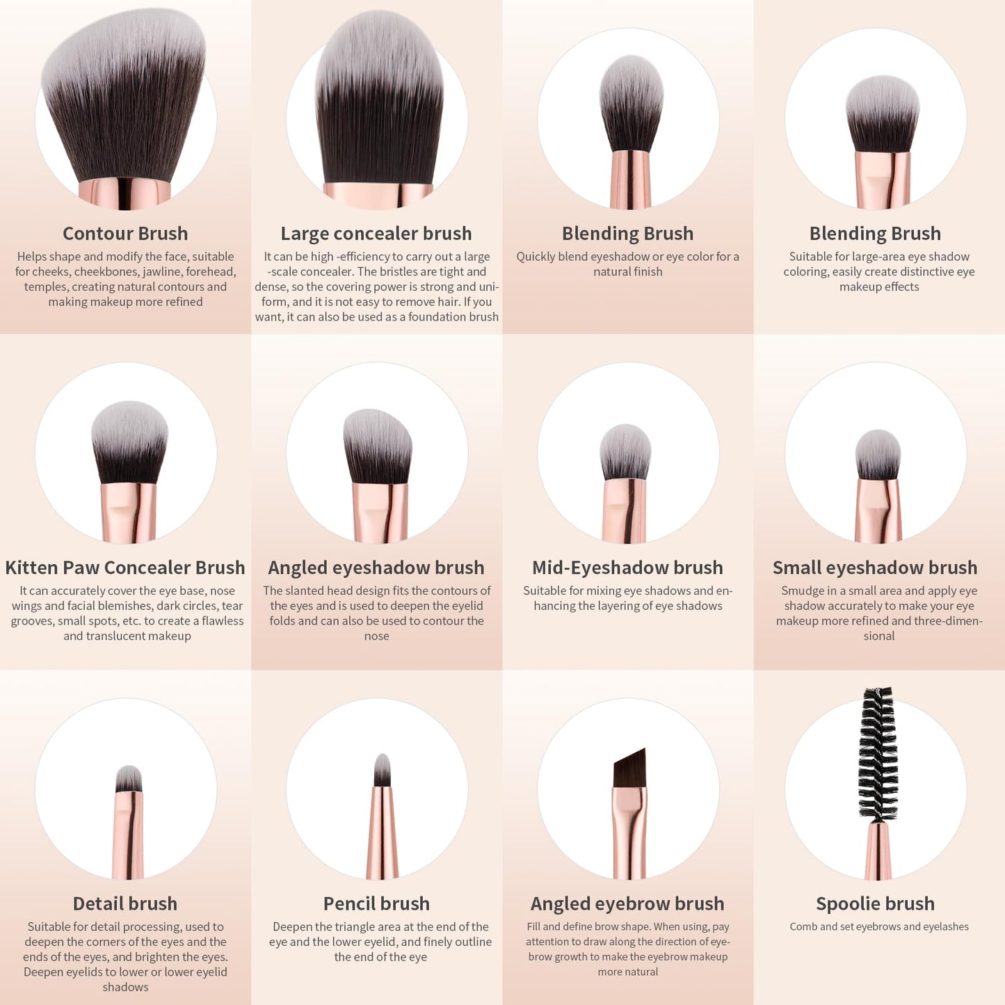 Docolor Double Sided Makeup Brushes, 6Pcs Double Ended Eyeshadow Brush Set Professional Eye Makeup Brushes Set Foundation Eyeshadow Blending Eyebrow Travel Make Up Brushes Kits