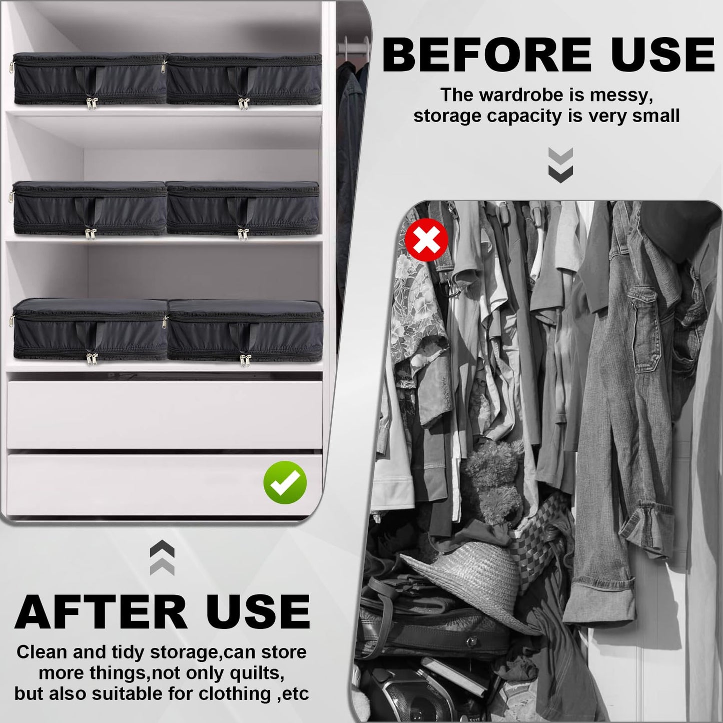 Extra Large Compression Packing Cubes for Travel Essentials, 2 Pack Expandable Travel Cubes for Packing Bags Suitcase Organizer, Black