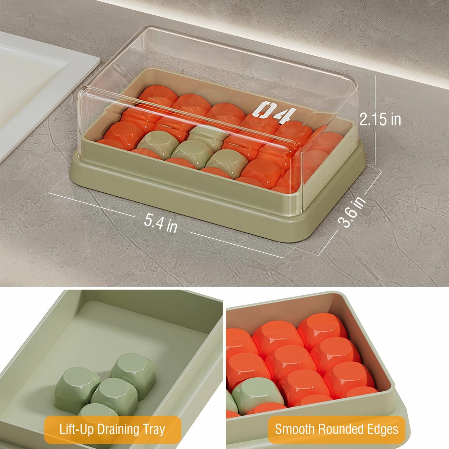 AIMAIAIMAI Minimalist Shampoo Bar Holder with Drain Tray, Compatible with Dr Squatch & Duke Cannon Large Soap, Double Layer Clear Solid Shampoo Bar Container with Lid