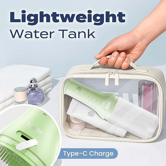 7AM2M Portable Water Flosser Cordless, Water Flosser for Teeth with 3 Modes and 2 Jet Tips, USB C Rechargeable, IPX7 Waterproof, Dental Water Flosser for Travel and Home Use (Green)