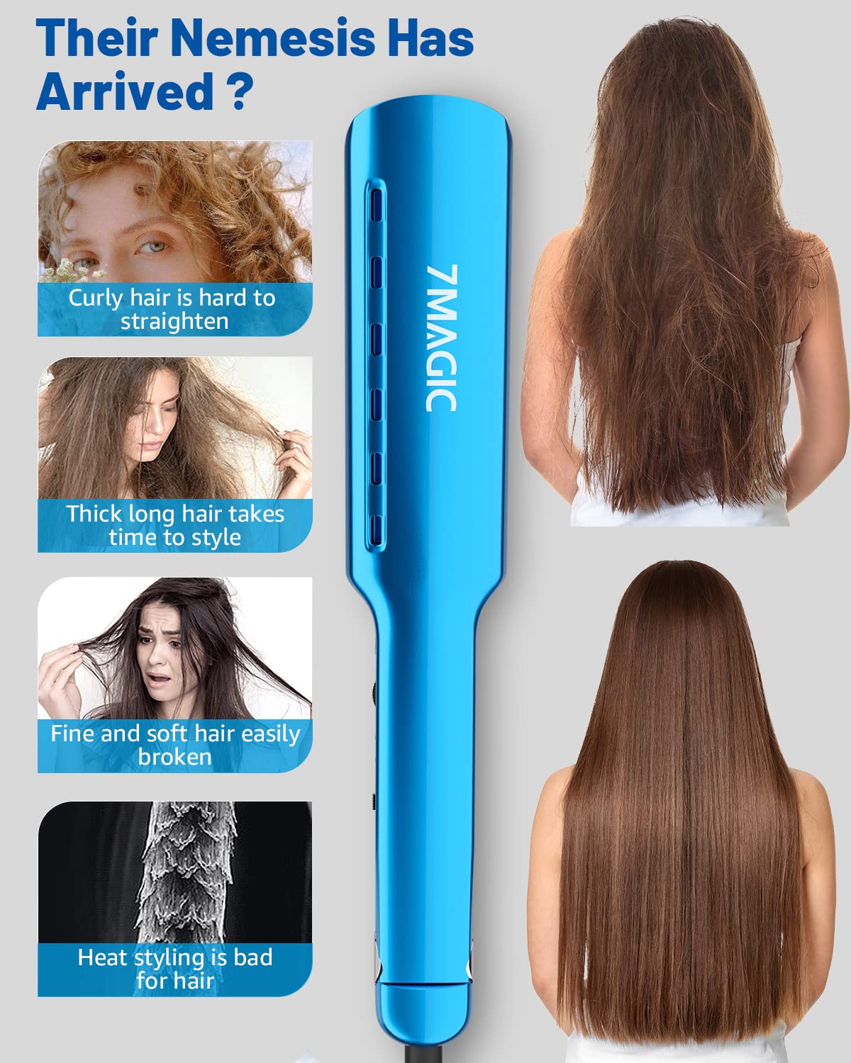 Nano Titanium 1.7" Wide Flat Iron for All Hair - Straightener with 5 Temps and Dual Voltage