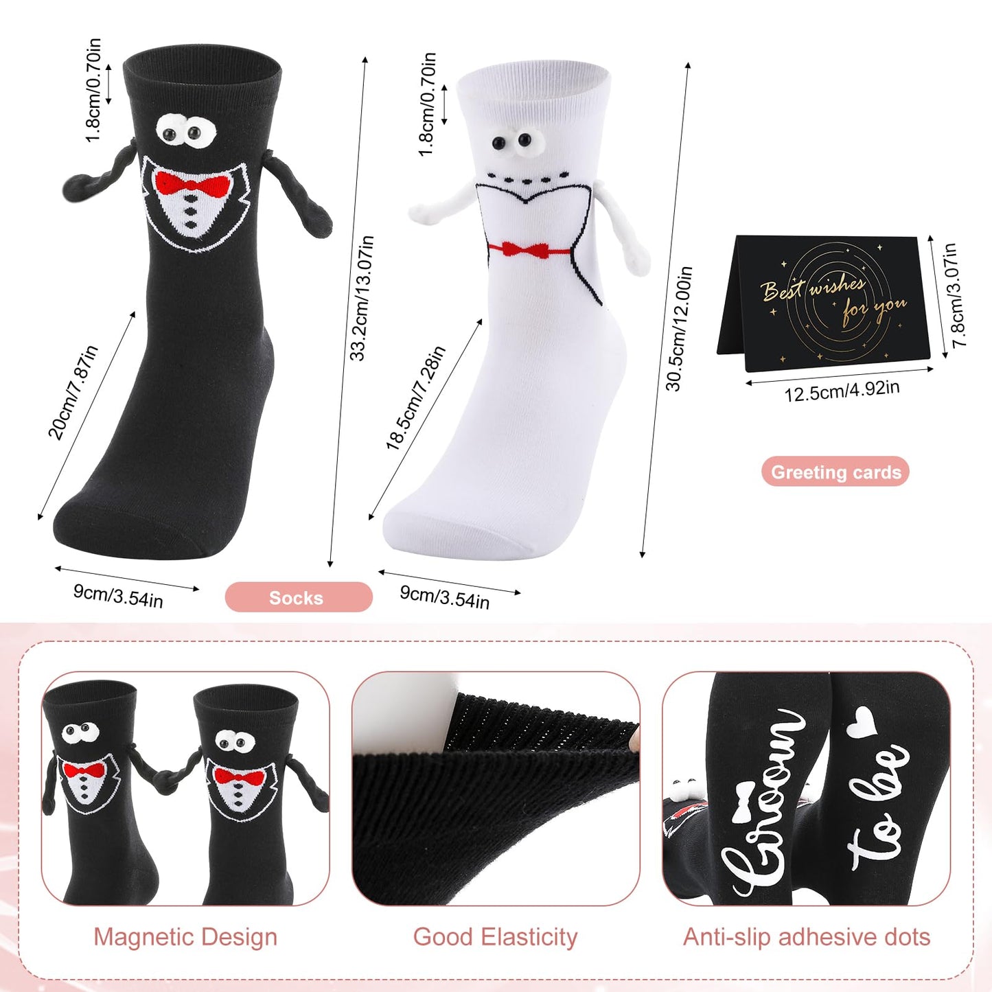 Fingertip WD 12 Pack Wedding and Engagement Gift for Couples, Bride and Groom Baseball Caps Magnetic Couple Socks for Bridal Wedding Honeymoon Trip Travel Men Women Gift