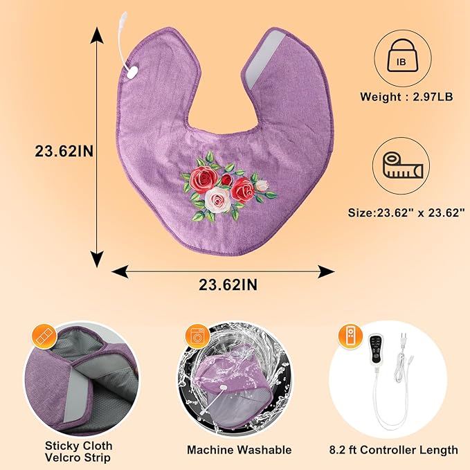 WGL&HJ Far Infrared Graphene Heating Pad for Neck,Shoulder,Back Pain Relief,Himalayan Pink Salt and Natural Herbs Heat Herbal Aromatherapy,Hand Embroidered Roses,Gifts for Women Men Moms Dad