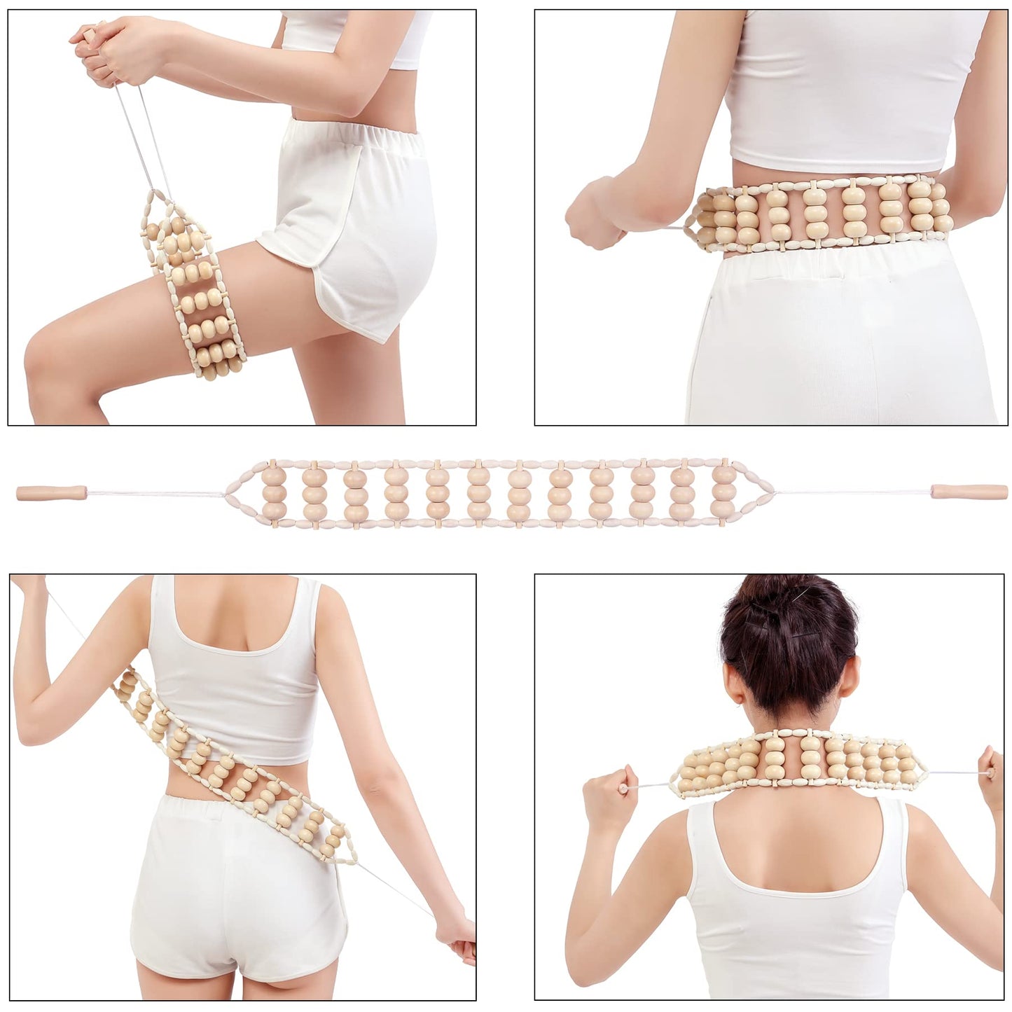 5-in-1 Wood Therapy Massage Tools Lymphatic Drainage Massager for Muscle Pain Relief | Maderoterapia Kit Body Sculpting Tools for Anti-Cellulite, Body Shaping