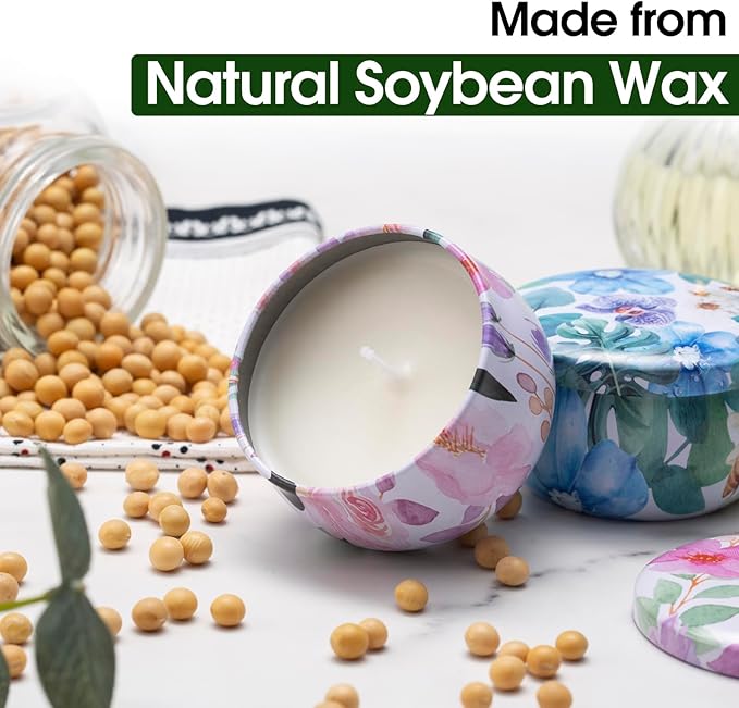 Hausware 3 Pack Scented Candles, 2.5 oz Aromatherapy Candles with Floral Scents,Soy Candles Set with 72H Burning Time,Ideal Gift for Women(Magnolia+Jasmine+Rose)