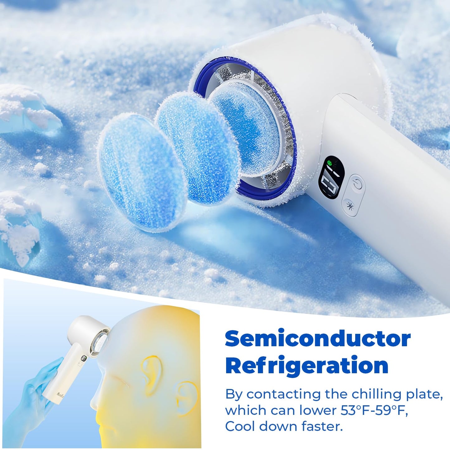 HandFan 5200mAh Portable Handheld Turbo Fan, 13000RPM Powerful Cooling Ice Fan, Mini Hand Fan Rechargeable, 100 Speeds Adjustable, Digital Display, Pocket Fans for Travel Beach Outdoors(White)