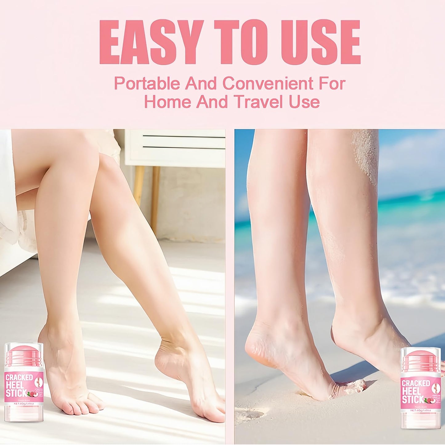 ASMAYSA 2Pcs Peach Scented Cracked Heel Stick Balm, Heel Stick For Cracked Feet, Foot Cream For Calluses and Dry Feet, Cracked Foot, Manuka Honey Hand Cream