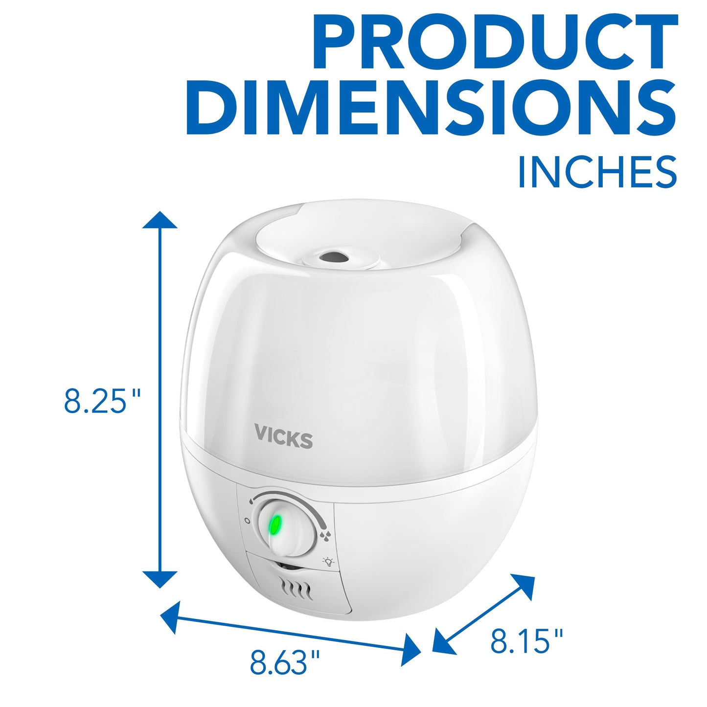 Vicks 3-in-1 SleepyTime Humidifier, No. 1 Brand Recommended by Pediatricians*. Cool Mist Humidifier with Night-Light, and Essential Oil Diffuser for Baby and Kids rooms. Visible Cool Mist, White.