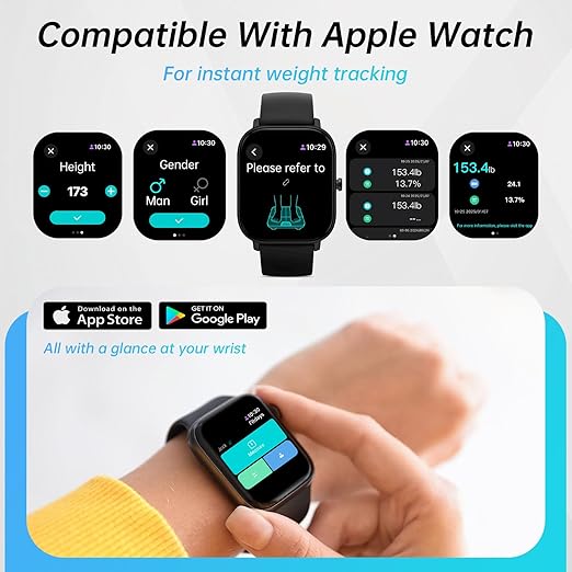 CLORIS Digital Smart Scale for Body Weight Fat BMI Muscle Mass 28 Body Composition Measurement Health Analyzer 8 Electrodes with App Bluetooth, Full-Color TFT LCD