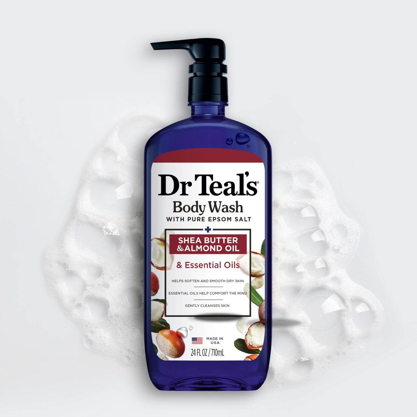 Dr Teal's Body Wash with Pure Epsom Salt, with Shea Butter & Almond Oil, 24 fl oz (Pack of 4)