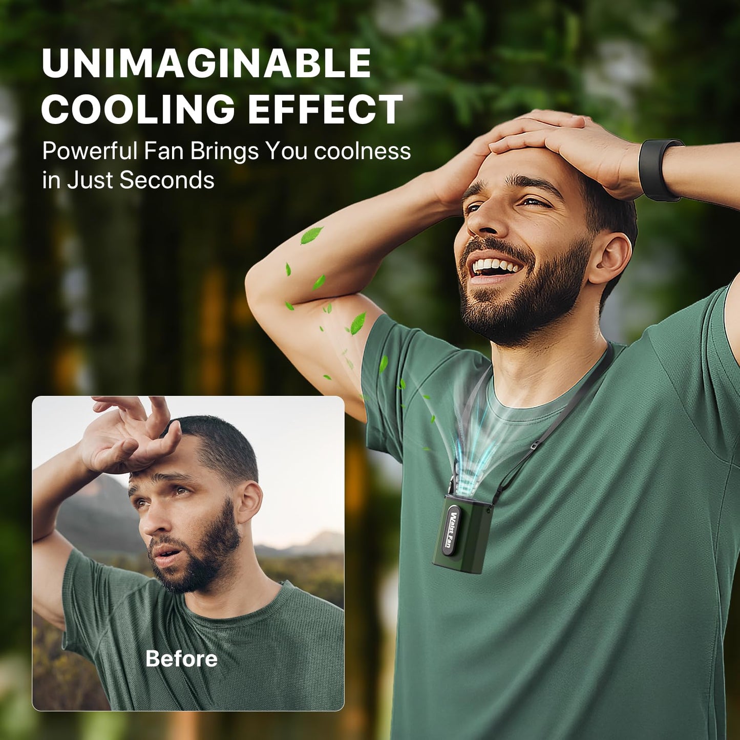 Portable Fan, Personal Waist Fan with 20000RPM Strong Airflow 4 Speeds Setting Hands-Free Hanging Neck Fan Rechargeable with up to 25H,Dual-Sided Clip on Wearable Belt design for Camping, Outdoor